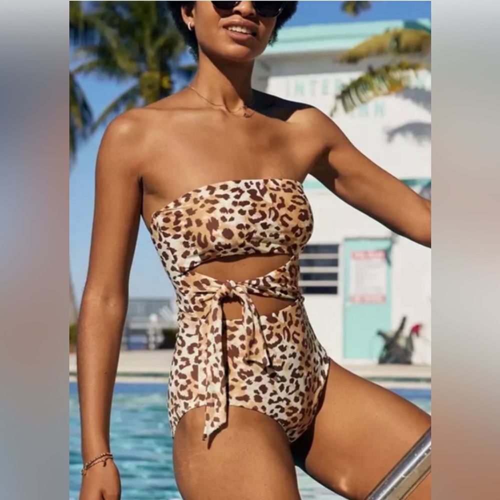 Aerie wrap tie waist one-piece swimsuit (comes with attachable straps)